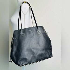 Lodis Bliss Leather Tote Bag In Black Pebbled Leather